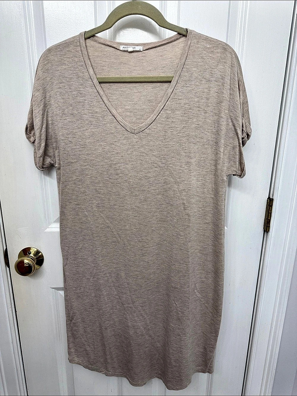 ANTISTAR Short Sleeve Mini Dress in Brown Size Medium